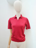 1960s Jaeger cranberry wool sweater top - Small