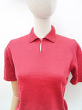 1960s Jaeger cranberry wool sweater top - Small