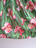1940s Iris print barkcloth cotton hugely full skirt - Extra Small