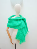 Mosy & Co. 1960s Green mohair scarf & tassel pin