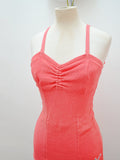 1940s Coral pink jersey ruched bust Catalina swimsuit - Extra small Small