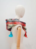 Mosy & Co. Turquoise & red tassel mohair Pixie Hood