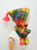 Mosy & Co. Yellow green & red tassel mohair Pixie Hood