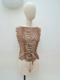 1950s 60s Leopard print lurex Blanes label top - Extra small