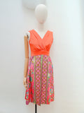 1960s 70s Open front psychedelic over dress - Extra small