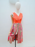 1960s 70s Open front psychedelic over dress - Extra small