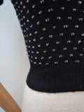 1940s Black beaded knit sweater top - Extra small