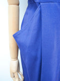 1940s Blue rayon faggoted rhinestone day dress - Large