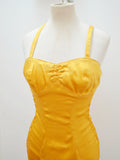 1940s Gold satin halterneck shirred swimsuit - Extra Small Small