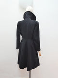 1940s Black wool & Astrakhan collar princess coat - Small