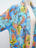 1940s Bright rayon open fronted robe jacket - Small to Large