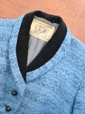 1940s Blue wool & velvet Matita suit jacket - Small