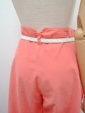 1980s Coral cotton paperbag waist summer trousers - Large