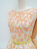 1950s 60s Sunflower print nylon day dress - Medium