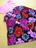 1950s 60s Digby Morton rose print velvet pleated skirt - Small