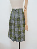 1960s Green wool check straight skirt - Extra small