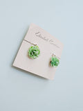1930s 40s Green rose celluloid screw back earrings