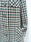 1960s Green black houndstooth wool A line coat - Small
