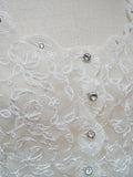 1940s Sheer white embroidered nylon evening blouse - Medium