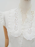 1950s Sheer white nylon lace evening blouse - Medium