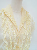 1950s Sheer cream nylon lace evening blouse - Large