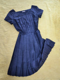 Early 1960s Black Hope Reed pleated day dress - Small