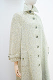 1970s Green fleck wool raglan sleeve coat & scarf - Small