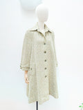 1970s Green fleck wool raglan sleeve coat & scarf - Small