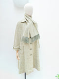 1970s Green fleck wool raglan sleeve coat & scarf - Small