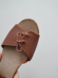 1940s British Army leather peep toe heeled sandals - UK4