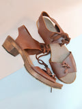 1940s British Army leather peep toe heeled sandals - UK4