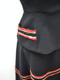 reserved 1930s 40s Black wool crepe peplum skirt suit - XXS XS