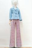 1970s Blue crepe belted jacket - Extra small