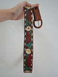 1950s Tooled leather belt - Small to Extra large