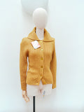 1960s Mustard wool knit long cardigan - Small