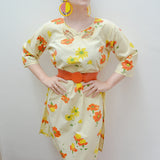 1960s Open applique neck cotton coverup dress - Large extra large