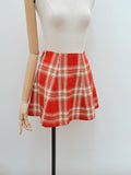1960s Red check wool mini skirt - Extra small
