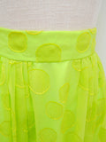 1970s Bright green polka dot chiffon maxi skirt - Extra small Small