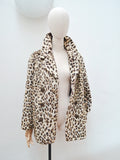 1960s Leopard print faux fur pea coat - Medium Large