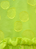 1970s Bright green polka dot chiffon maxi skirt - Extra small Small