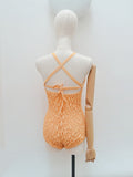 1940s Cotton shirred cross back swimsuit - Small Medium