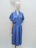 1940s Silk cutaway embroidery day dress - Large