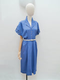 1940s Silk cutaway embroidery day dress - Large
