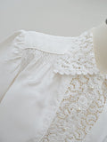 1940s White lace & crepe collared blouse - Volup Plus size