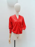1960s Red Jaeger cardigan with pockets - Medium Large