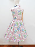1940s 50s Wildflower print cotton full skirt day dress - Small