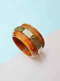 1930s Chunky marbled bakelite & metal tile bangle