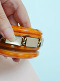 1930s Chunky marbled bakelite & metal tile bangle