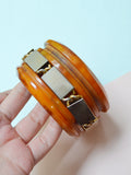 1930s Chunky marbled bakelite & metal tile bangle