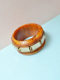 1930s Chunky marbled bakelite & metal tile bangle